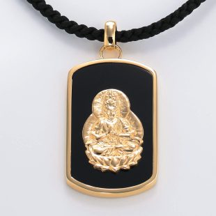 宝石オニキスを使った和風と菩薩のデザインが特徴的な銀風ネックレス/ペンダントの商品写真です。型番：GP201005-01~08 画像その2