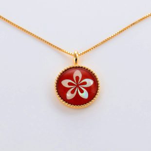 宝石クォーツ・水晶を使った花のデザインが特徴的な和の彩ネックレス/ペンダントの商品写真です。型番：CR201002-01~02 画像その2