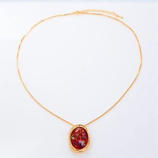 宝石クォーツ・水晶を使った花と和風のデザインが特徴的な和の彩ネックレス/ペンダントの商品写真です。型番：CR201005-01~02 画像その1