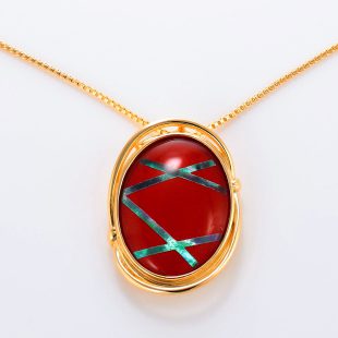 宝石クォーツ・水晶を使った和風のデザインが特徴的な和の彩ネックレス/ペンダントの商品写真です。型番：CR201004-01~02 画像その2